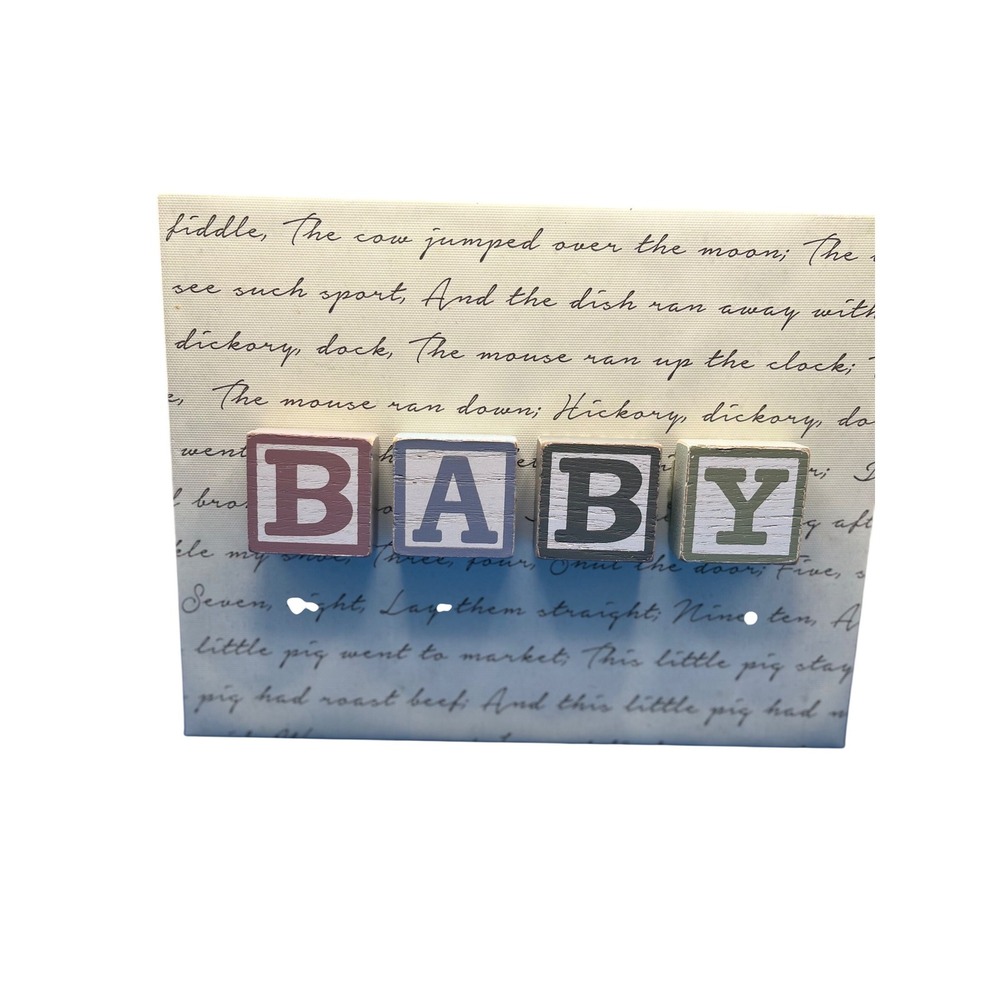 Ganz Nursery Wall Art BABY Blocks Canvas Plaque Nursery Rhyme Script Decor